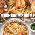 Mushroom Garlic Shrimp Pasta in a mildly spiced buttery sauce is light and loaded with flavour. Caramelized mushrooms, Juicy shrimps, Sundried tomatoes, all these goodness in one pan, makes it a  perfect meal on any occasion. 