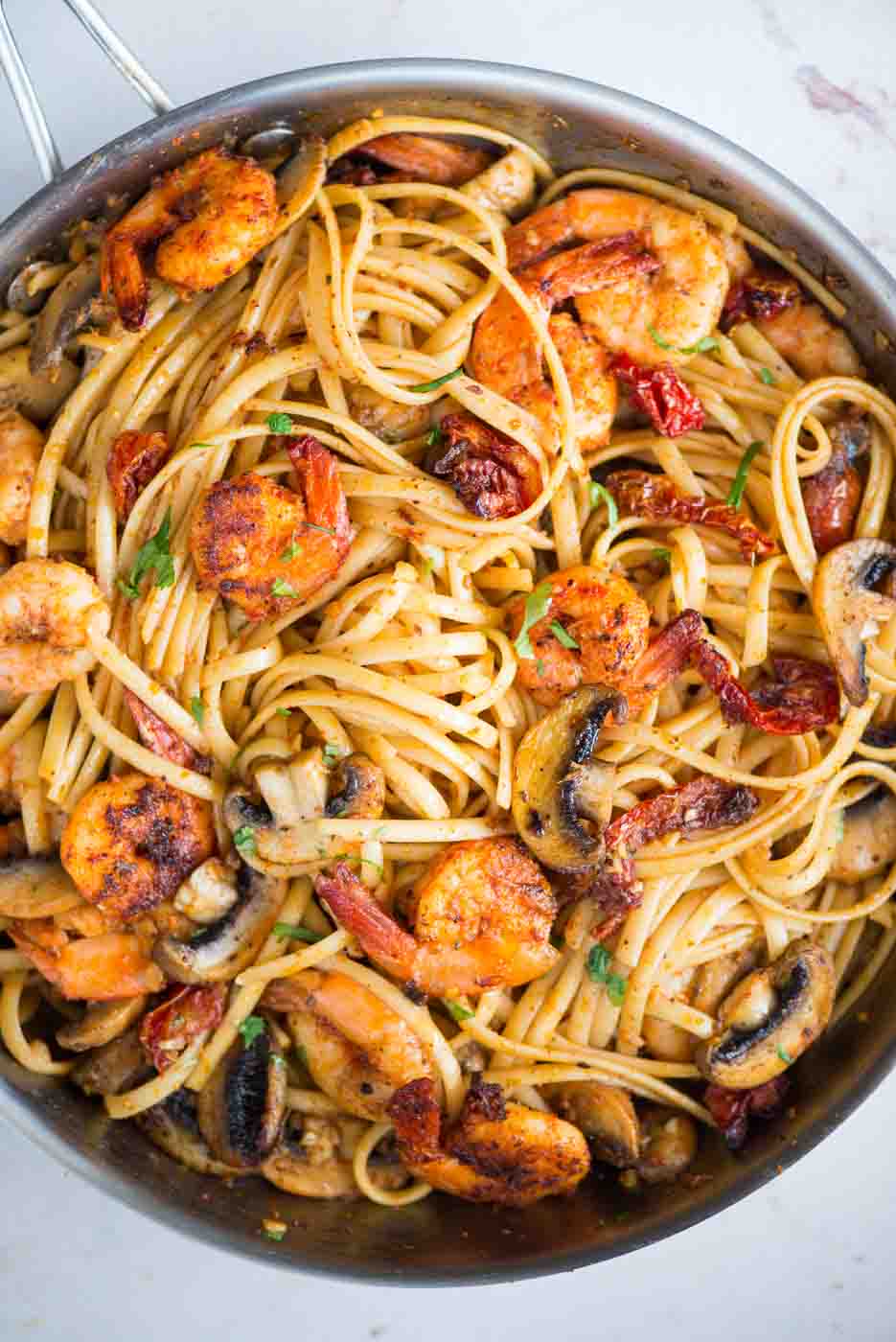 Mushroom Garlic Shrimp Pasta The Flavours Of Kitchen