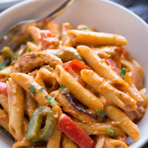 Chicken Fajita Pasta - The flavours of kitchen