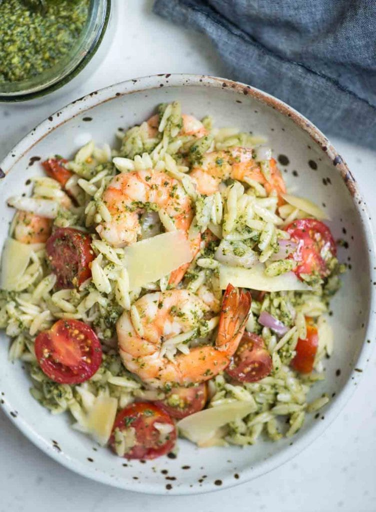 Shrimp Orzo Salad With Pesto - The flavours of kitchen
