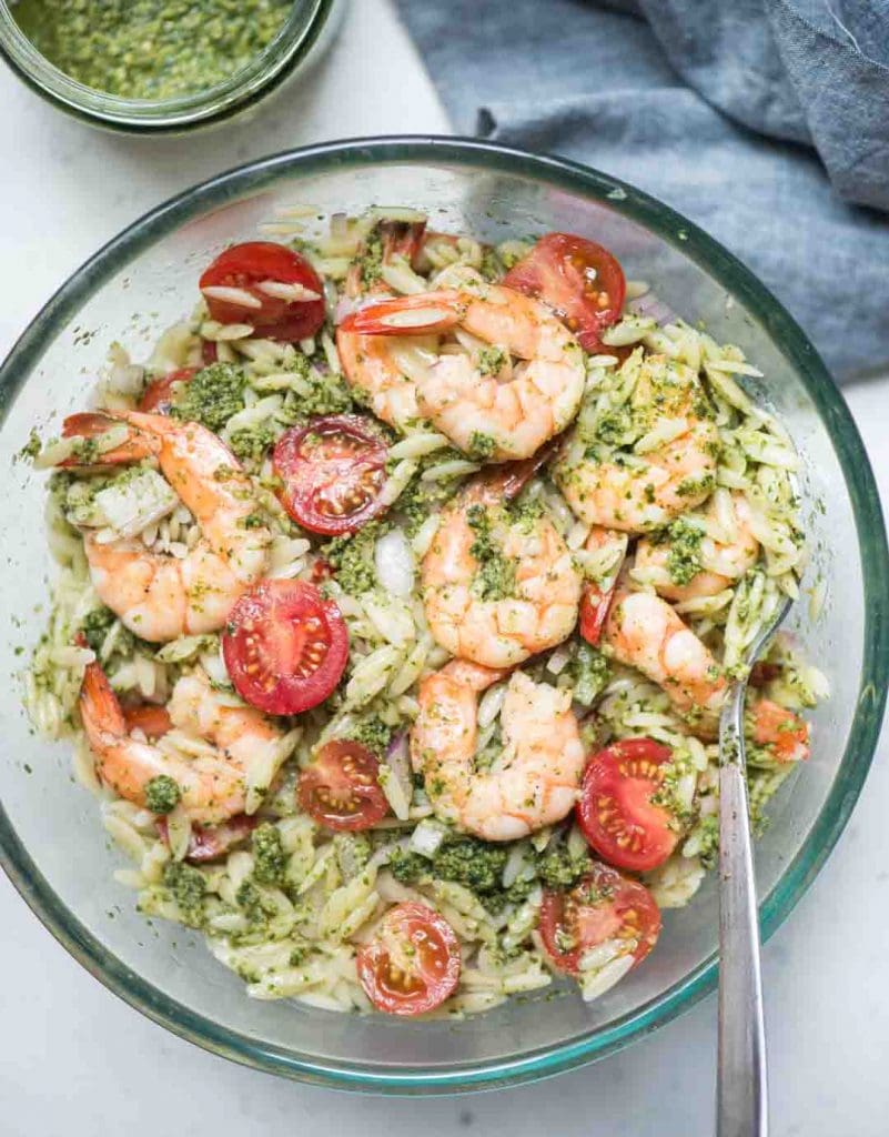 Shrimp Orzo Salad With Pesto - The flavours of kitchen