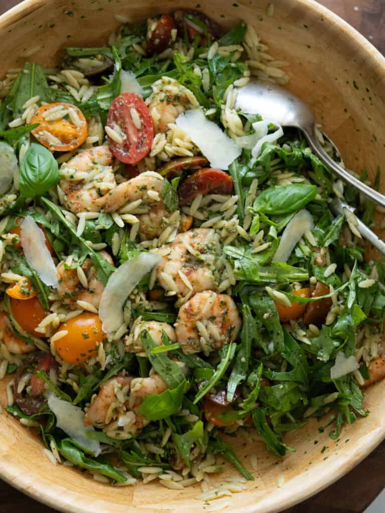Shrimp Orzo Salad With Pesto