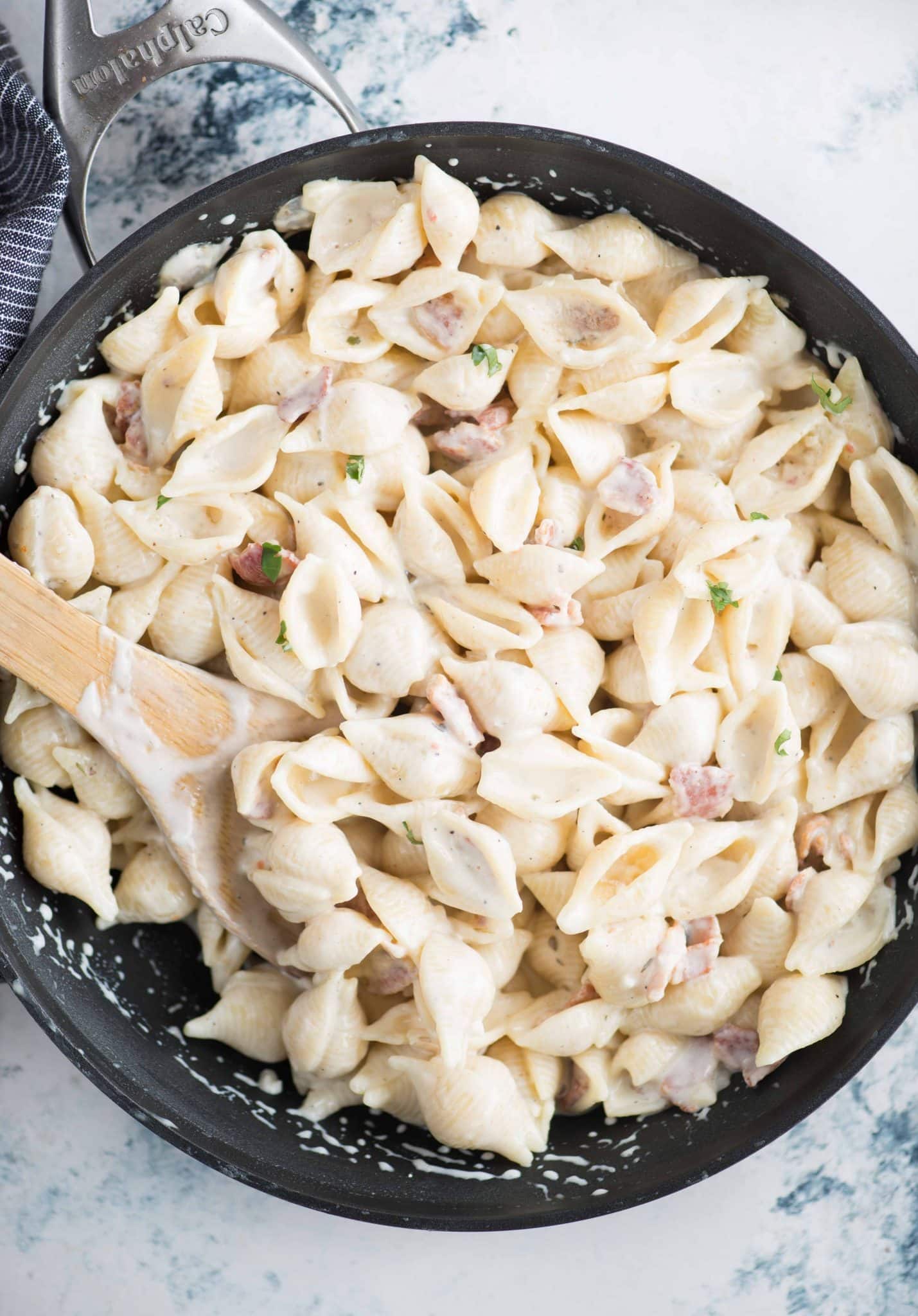 Garlic Cream Cheese Shell Pasta - The flavours of kitchen