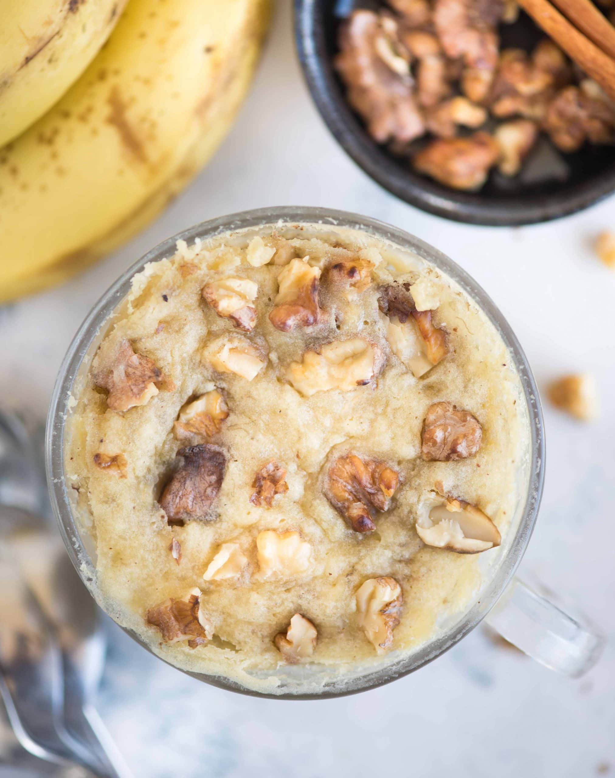 Moist microwave banana mug cake(eggless) takes 2 minutes to make. It tastes as good as banana bread but takes a fraction of its time to make. 