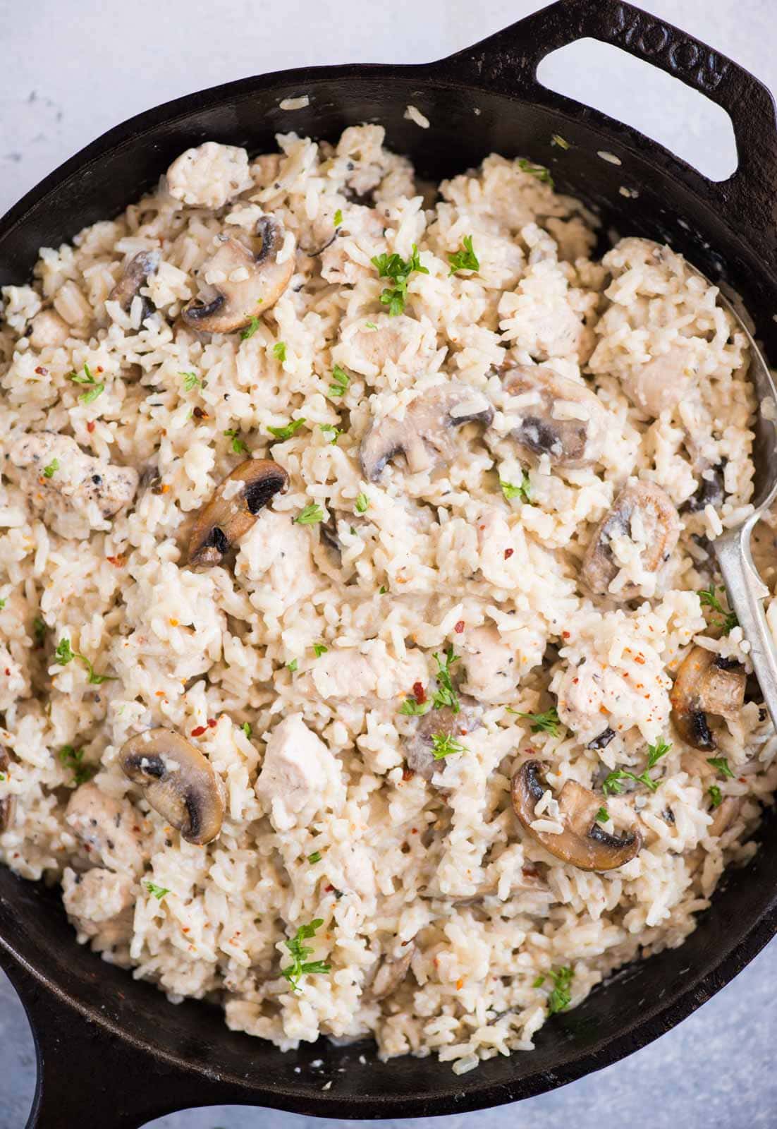 Creamy Chicken and Rice With Mushroom - The flavours of kitchen