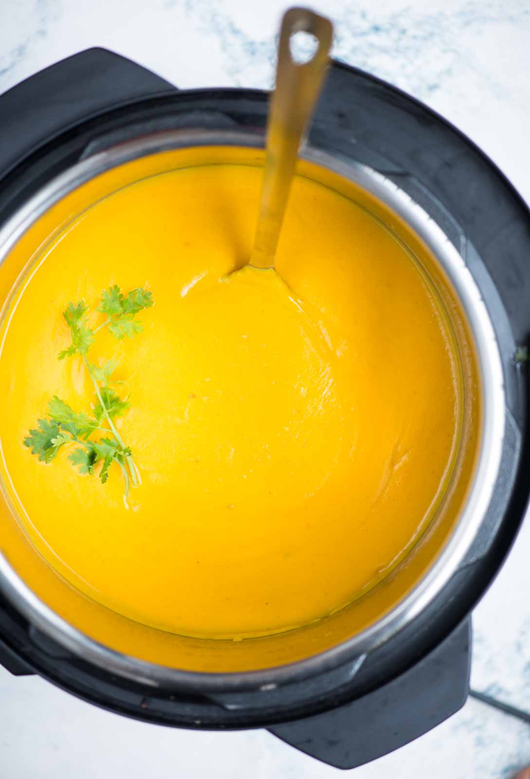 Creamy and velvety smooth Instant pot Pumpkin Sweet Potato Soup is another fall favorite soup at home. Flavored with curry powder and turmeric, this soup is really comforting on chilled days.