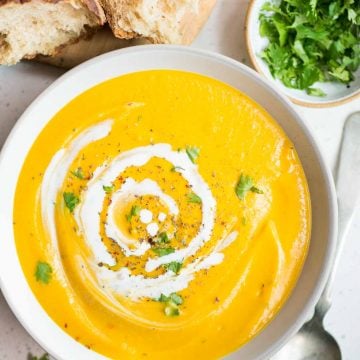 Creamy and velvety smooth Instant pot Pumpkin Sweet Potato Soup is another fall favorite soup at home. Flavored with curry powder and turmeric, this soup is really comforting on chilled days.