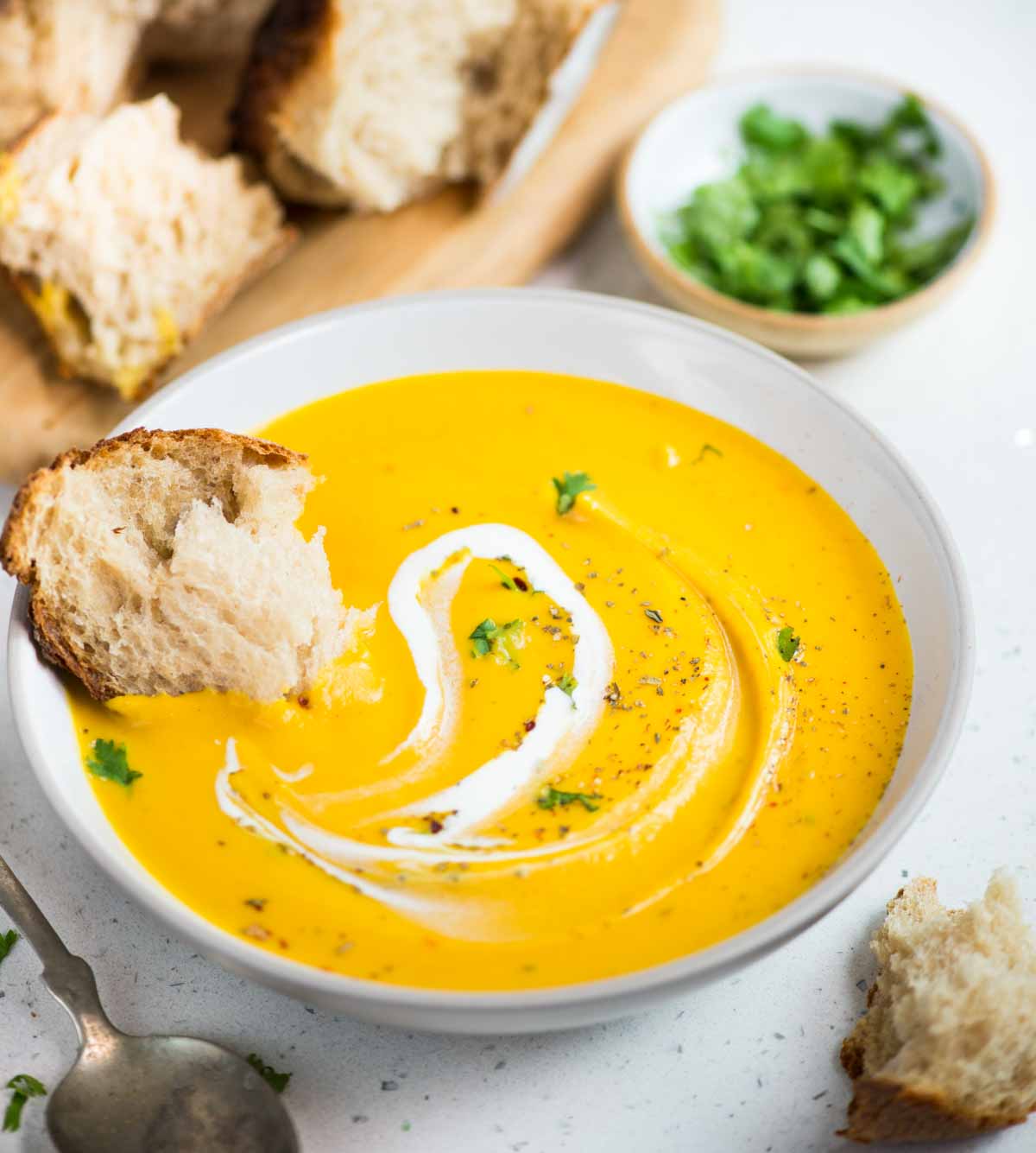 Creamy and velvety smooth Instant pot Pumpkin Sweet Potato Soup is another fall favorite soup at home. Flavored with curry powder and turmeric, this soup is really comforting on chilled days.