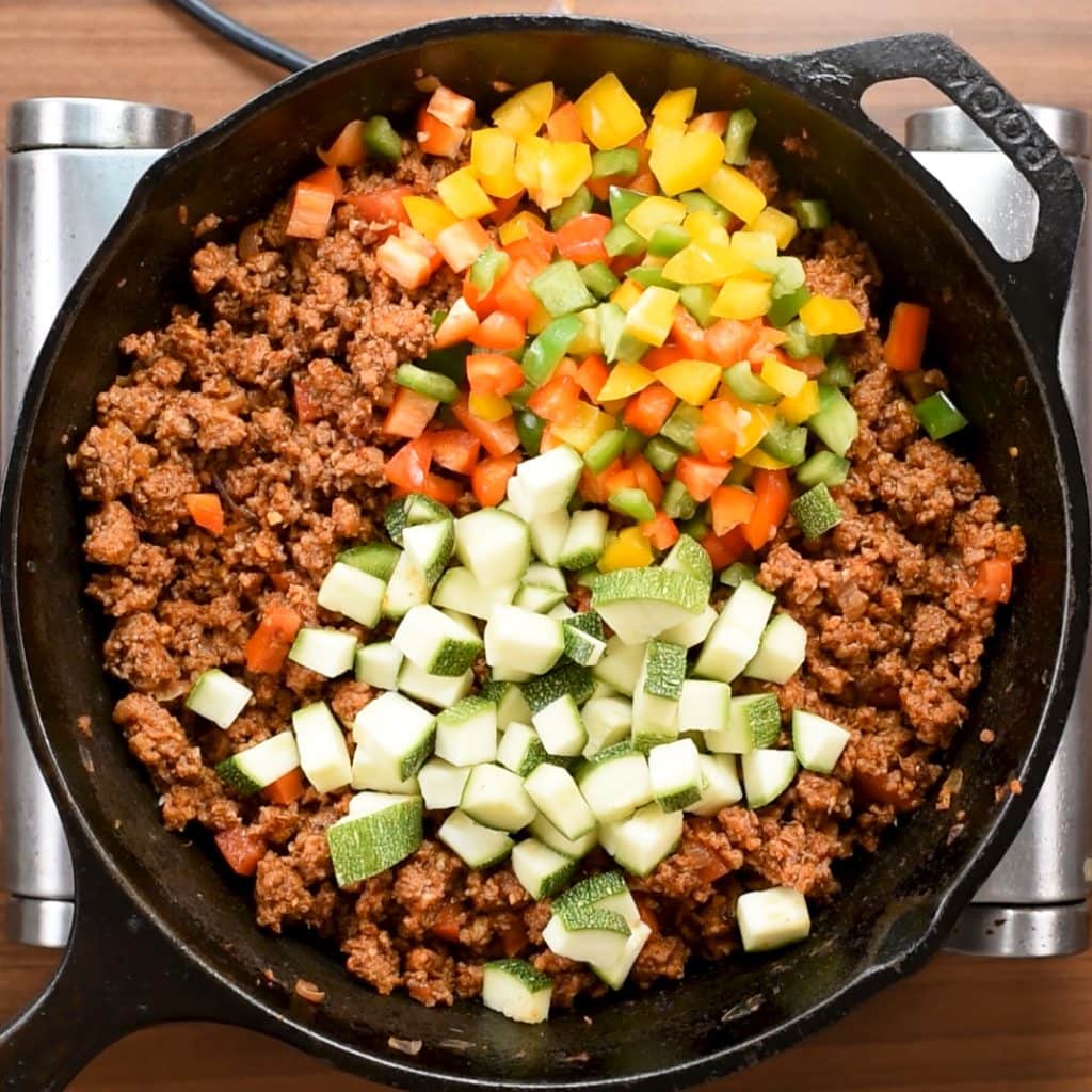 Healthy Ground Beef Vegetable Skillet Recipe - The flavours of kitchen