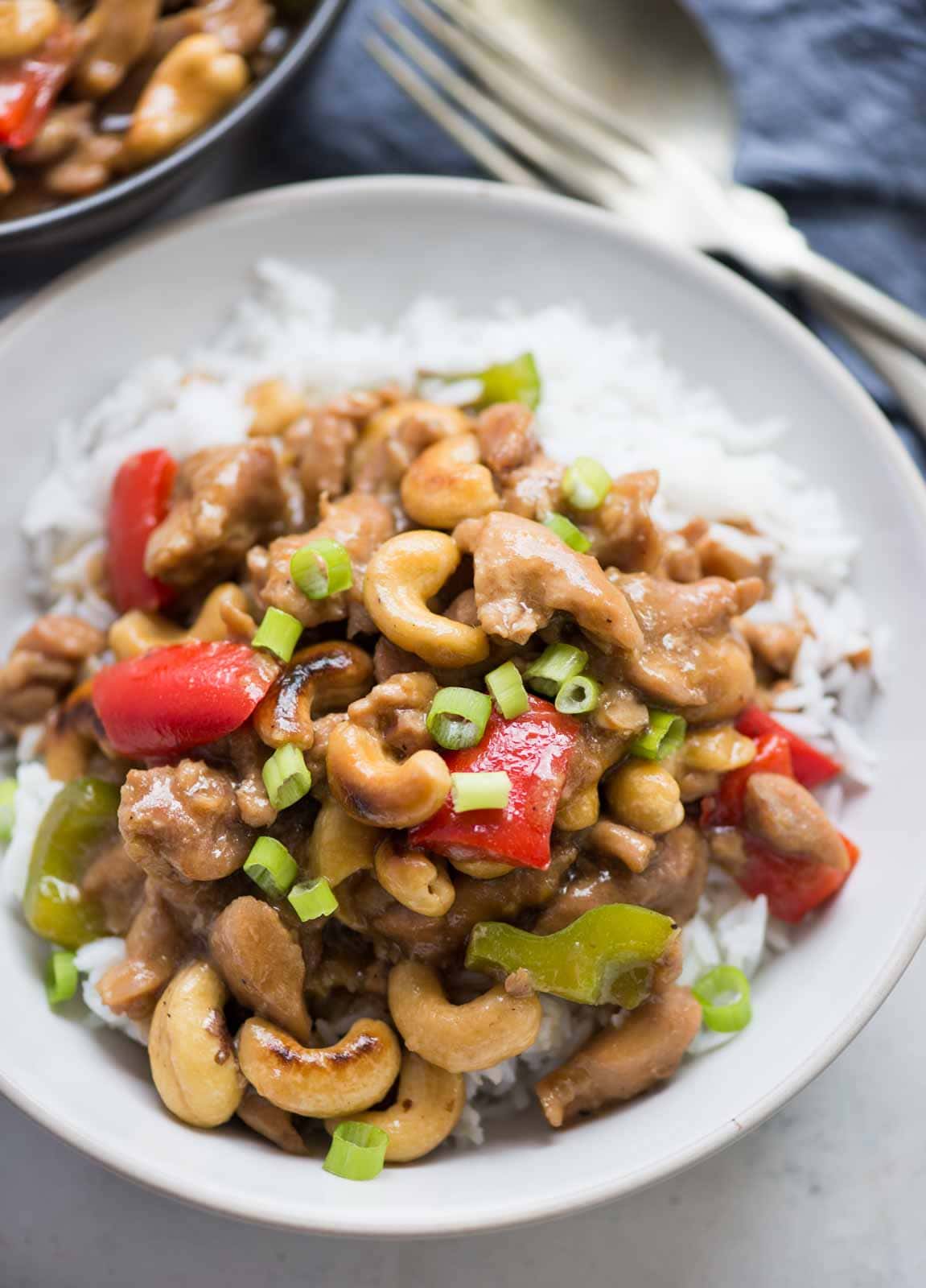 Take away Style Cashew Chicken with crunchy peppers made right in the Instant Pot. This extra saucy Cashew Chicken is pairs really well with rice. You can easily make it on the stovetop as well.  