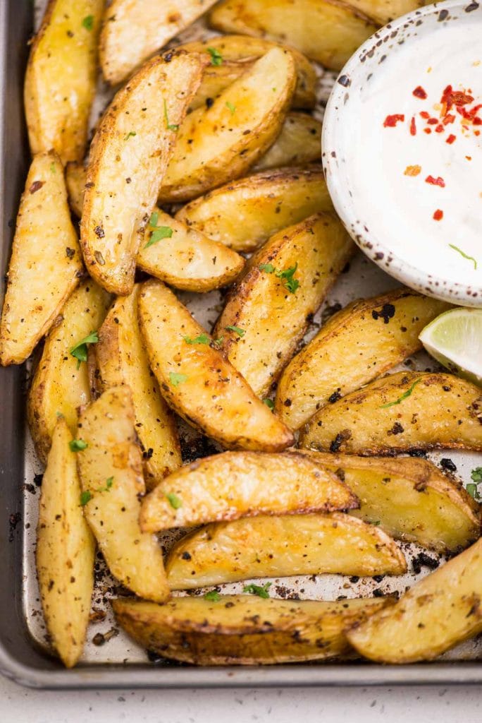 Crispy Baked Green Potato Wedges - The flavours of kitchen