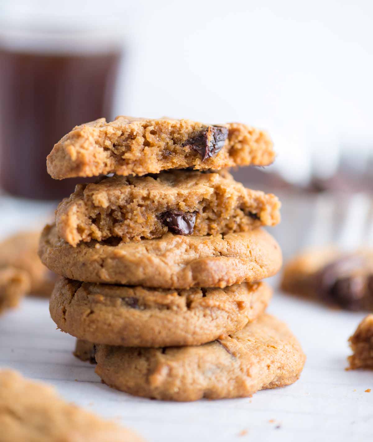 These flourless Peanut butter cookies are soft, chewy are easy to make. No flour, no dairy, also gluten-free, these cookies are packed with Peanut butter flavor.