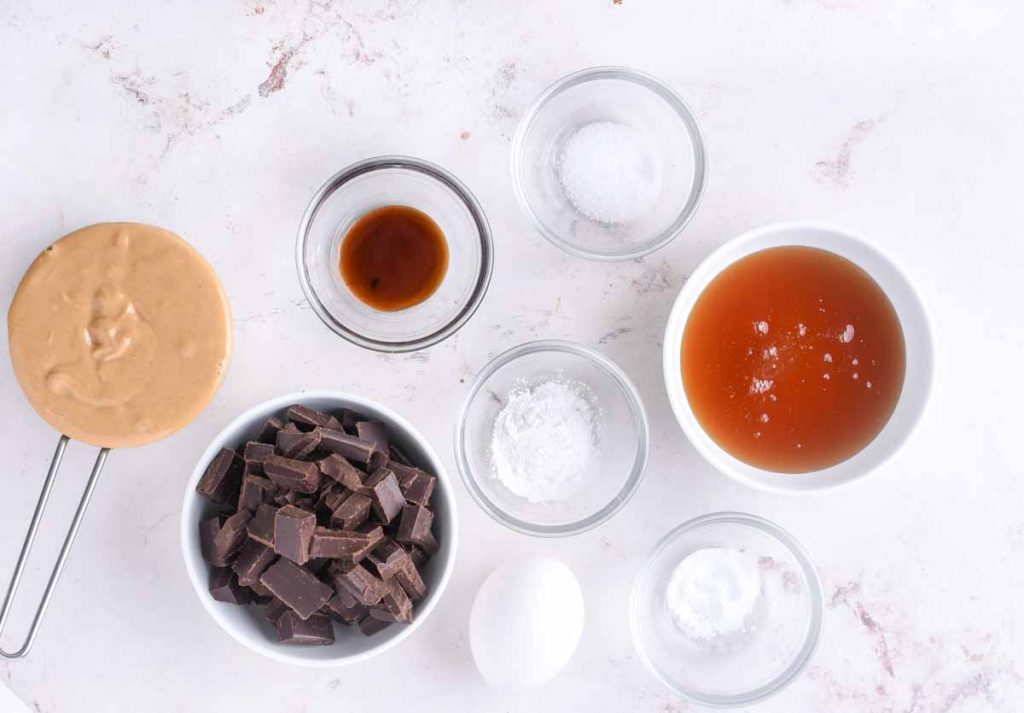 Ingredients for making soft peanut butter cookies. 