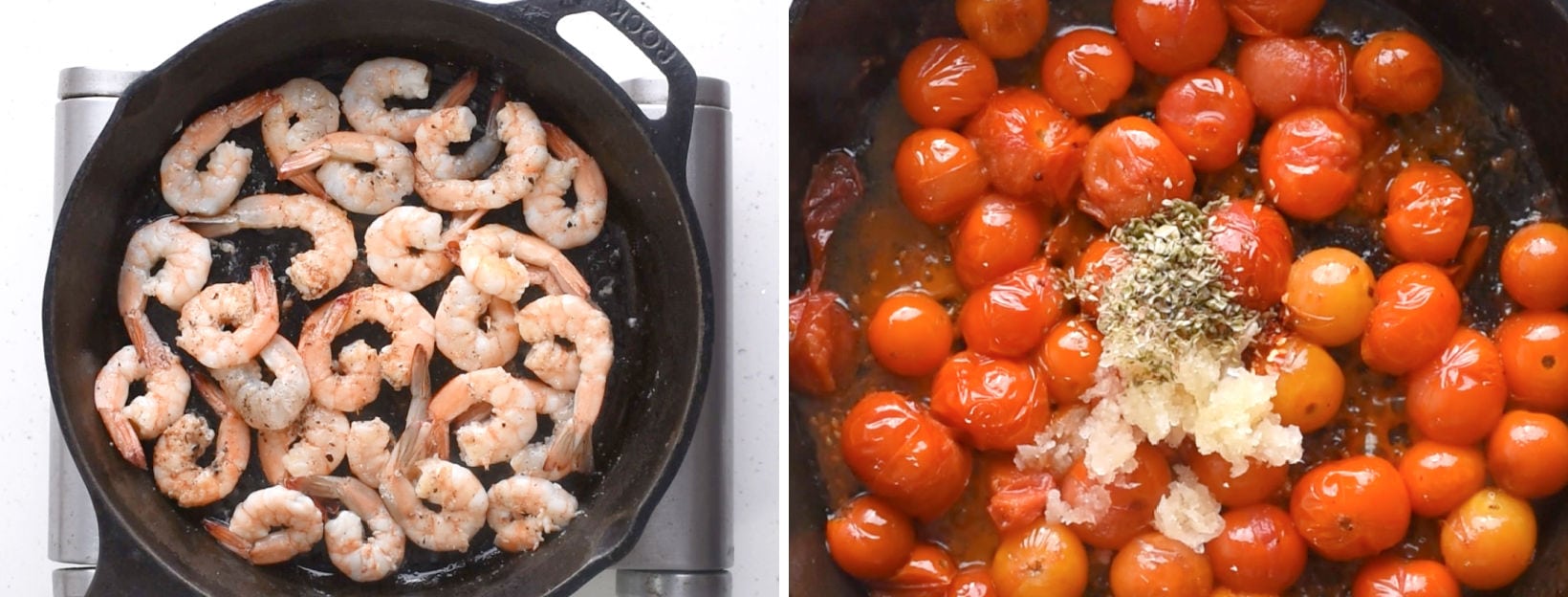 Cook shrimp  and make the cherry tomato Sauce