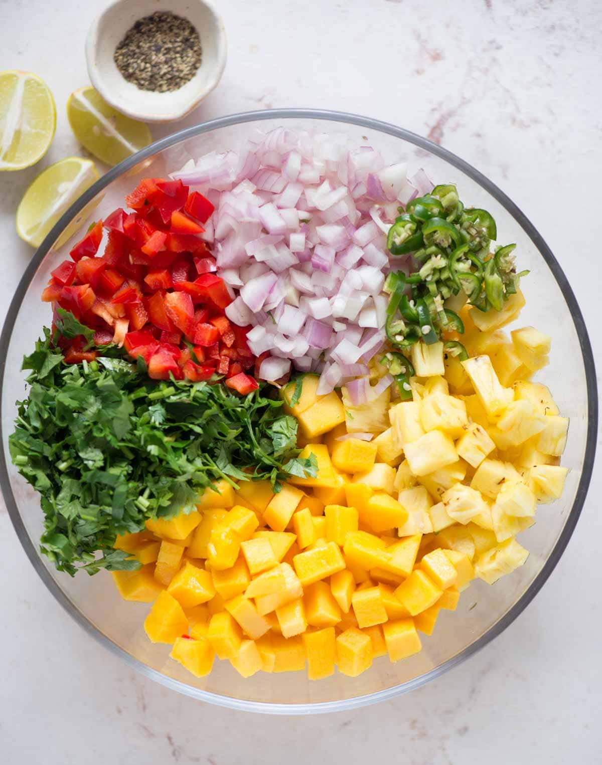 Ingredients needed to make Pineapple Mango Salsa