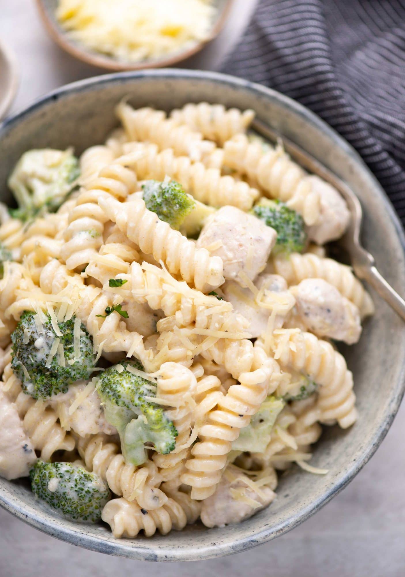 Creamy Chicken broccoli pasta is a comforting dinner recipe, that everyone loves in the family. The rich creamy garlic parmesan sauce is made with butter, flour, heavy cream and parmesan cheese. 