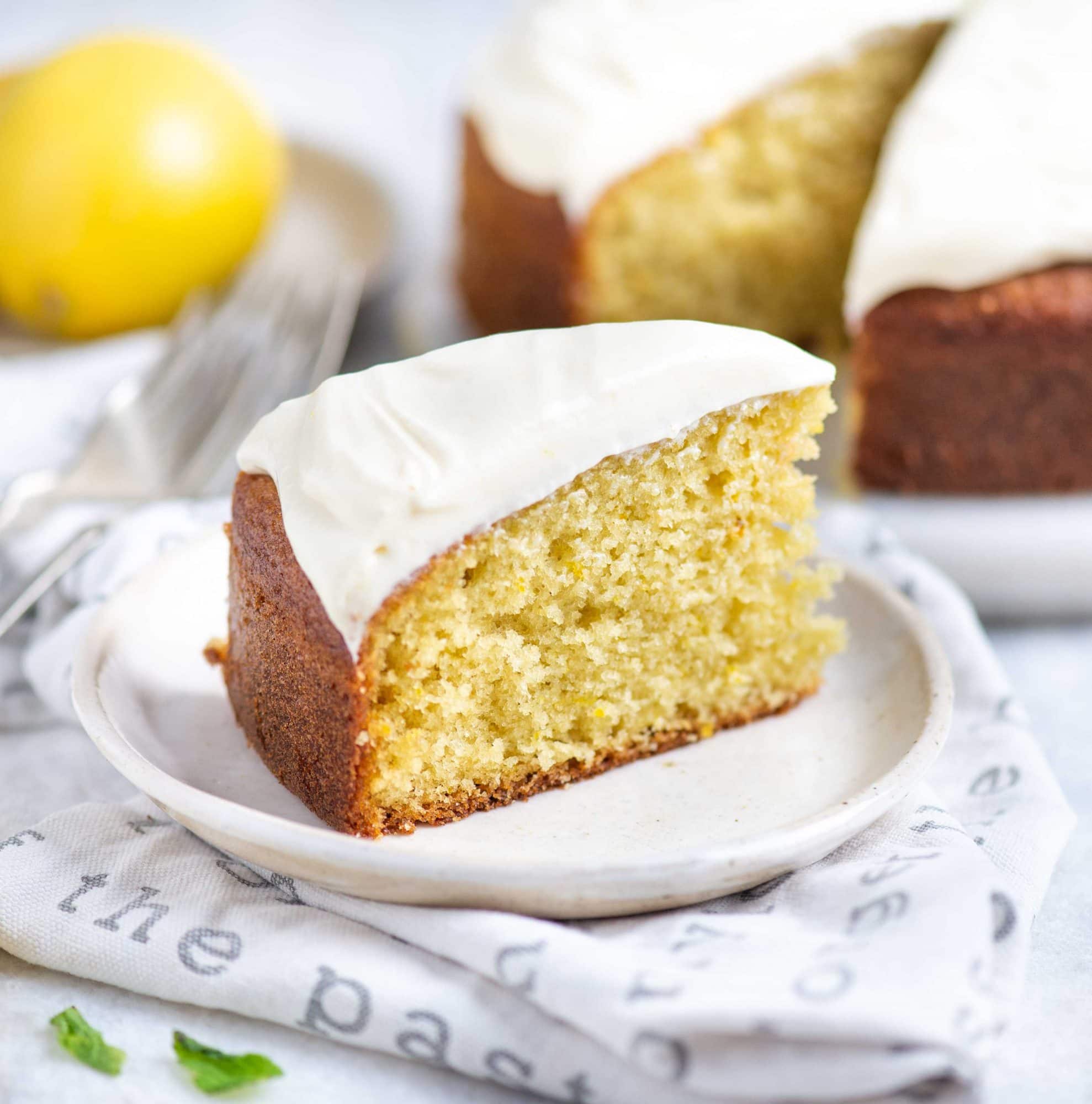 Soft fluffy and moist lemon cake with lemon cream cheese frosting