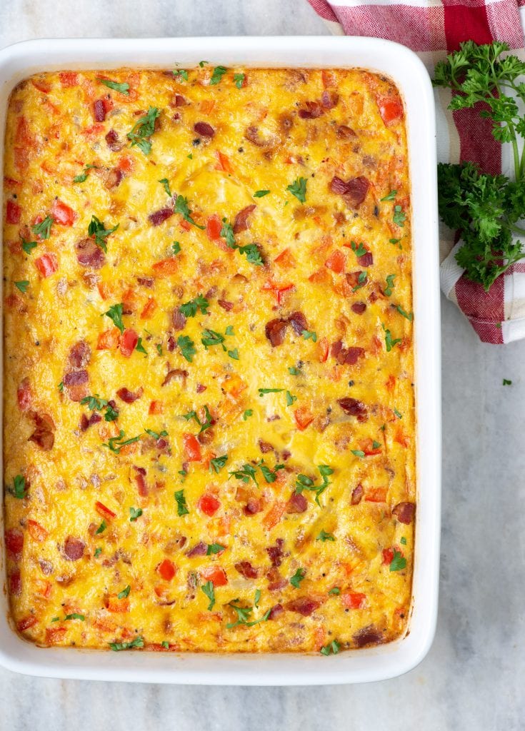 Potato Breakfast Casserole with bacon.