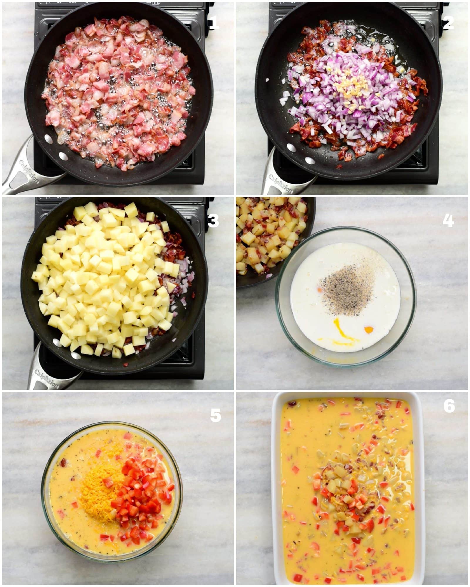 Steps to make Potato Breakfast Casserole.