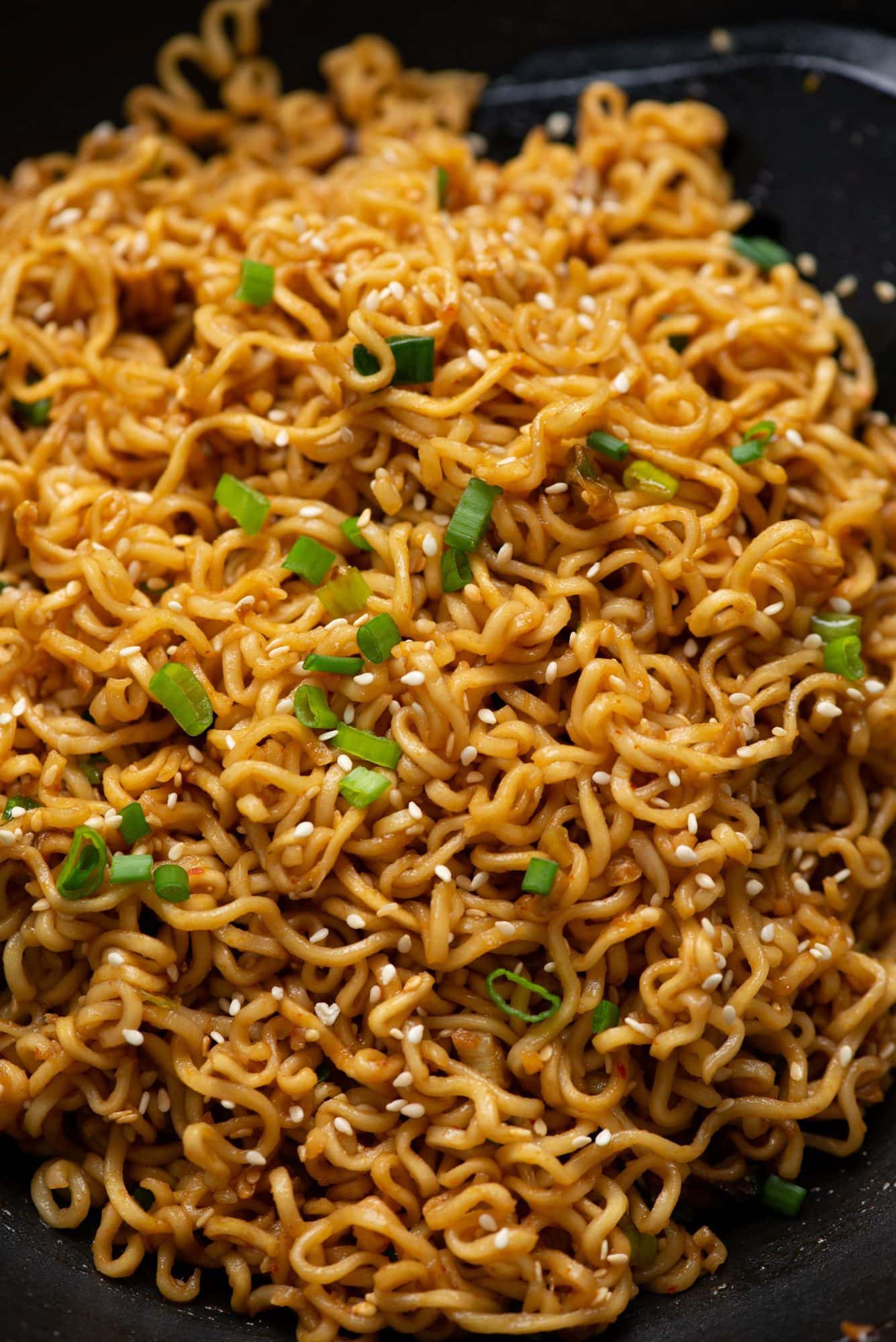 Ramen noodle is tossed in a Sesame, Soy and Garlic sauce. This fast, easy and inexpensive stir fry is loved by kids and adults equally. 