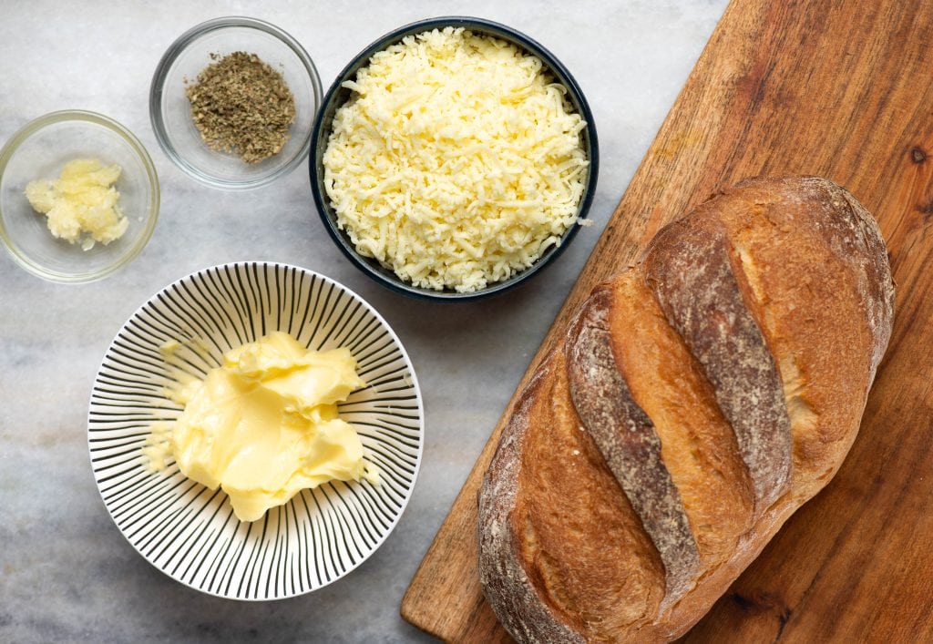 Ingredients for Cheesy Garlic bread
