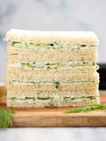 A stack of cucumber sandwiches
