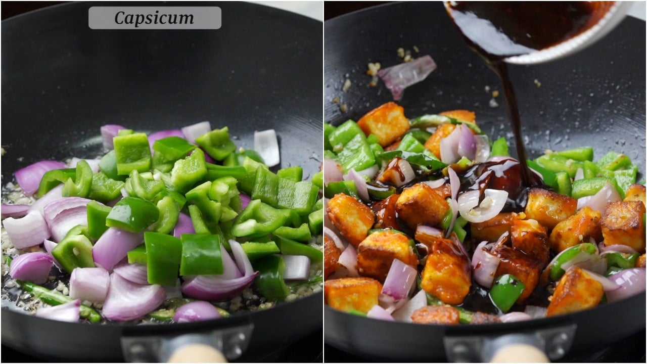 last step of making chilli paneer.
