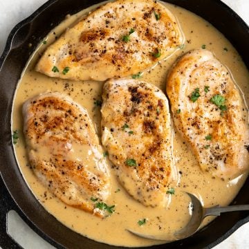 Creamy ranch chicken in skillet.