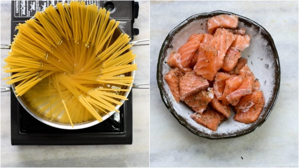 Salmon Pasta in Creamy Lemon Sauce - The flavours of kitchen