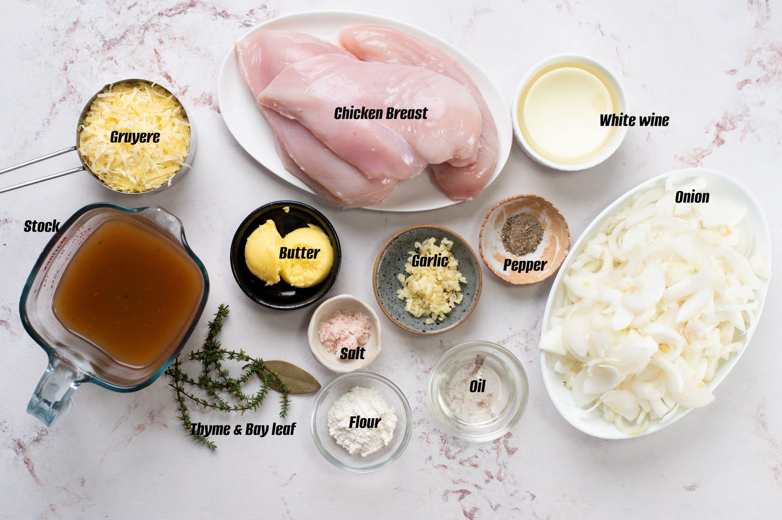 Ingredients to make French Onion Chicken