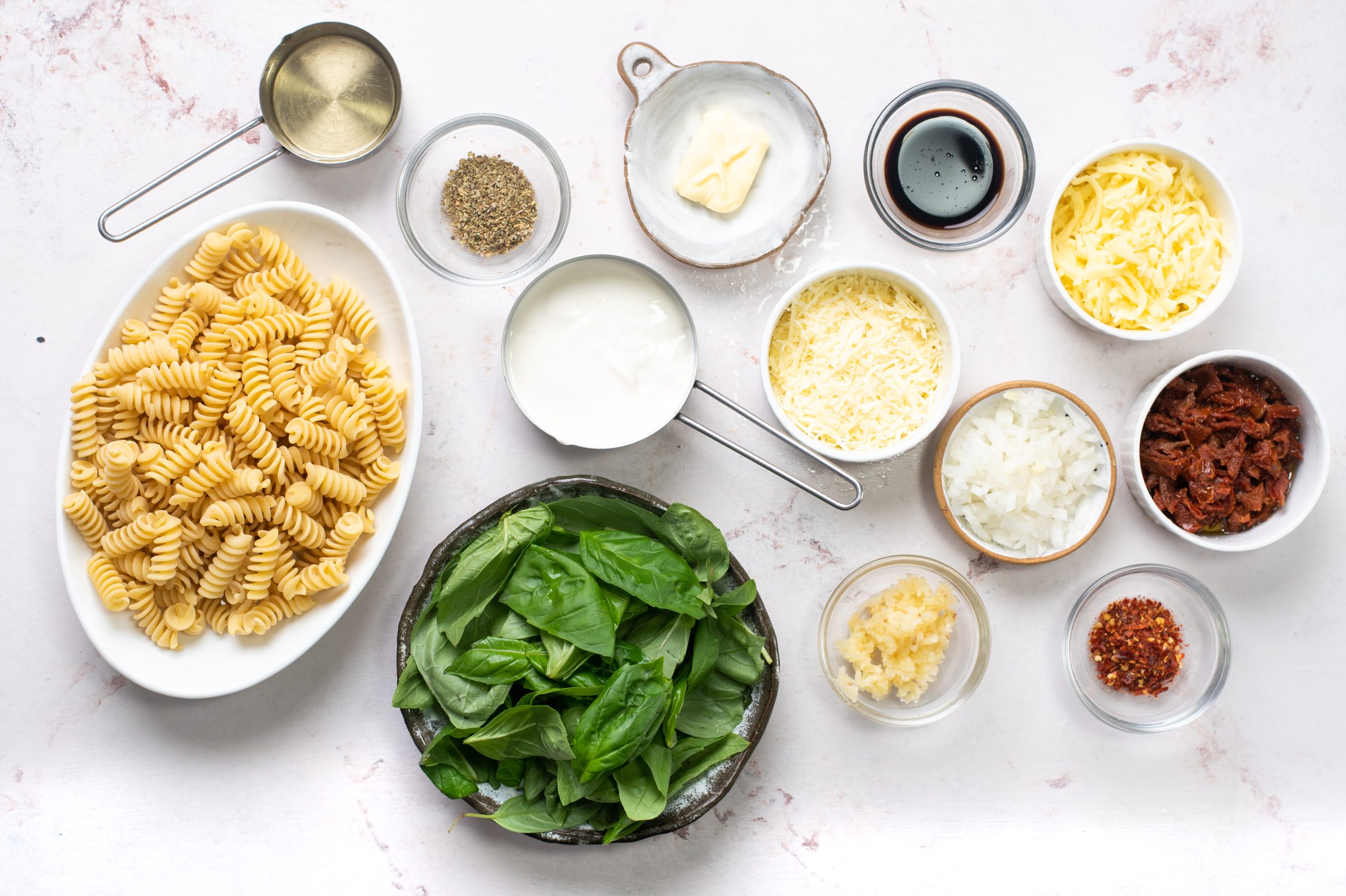 Picture of ingredients needed to make sundried tomato pasta