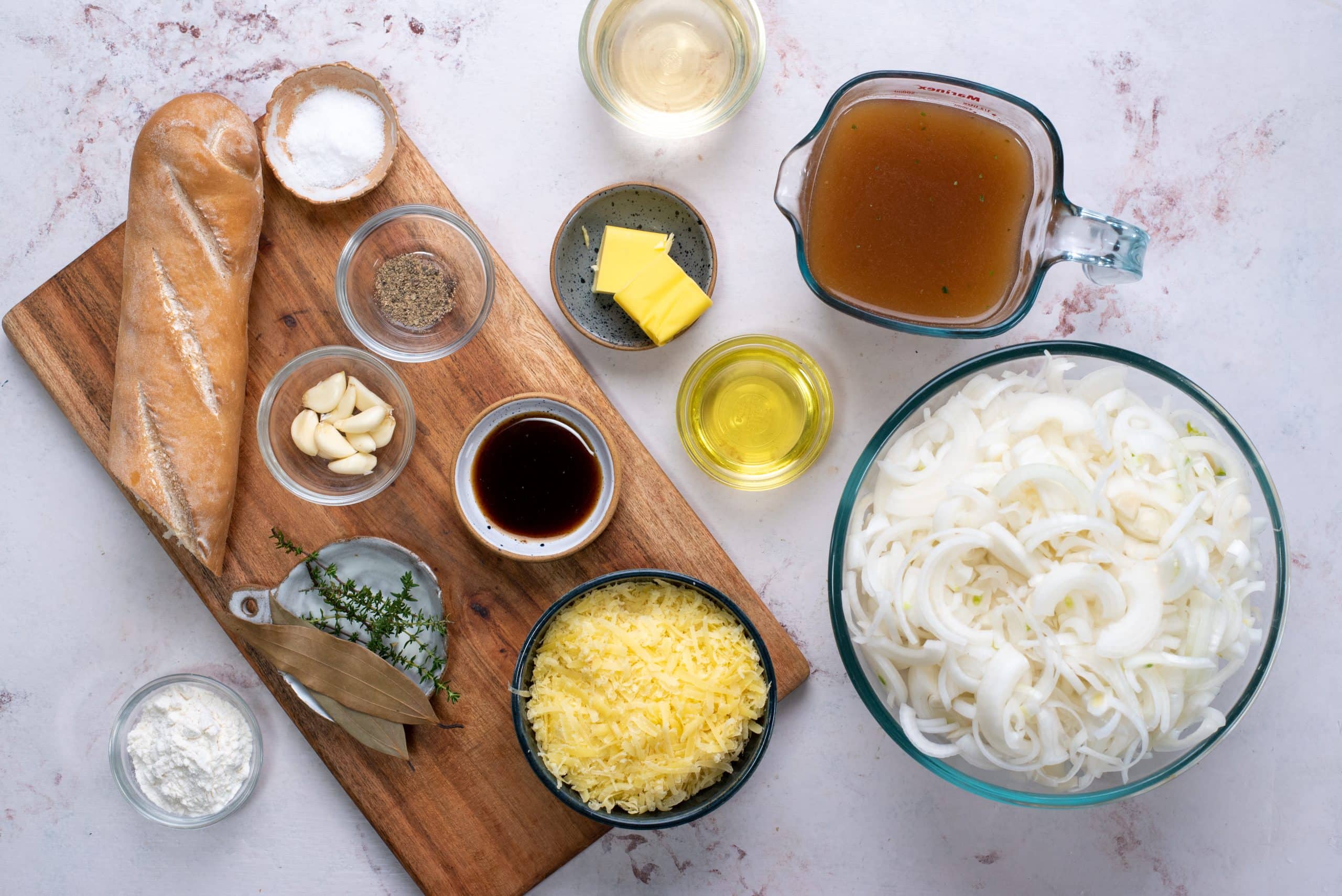 Ingredients for french onion soup