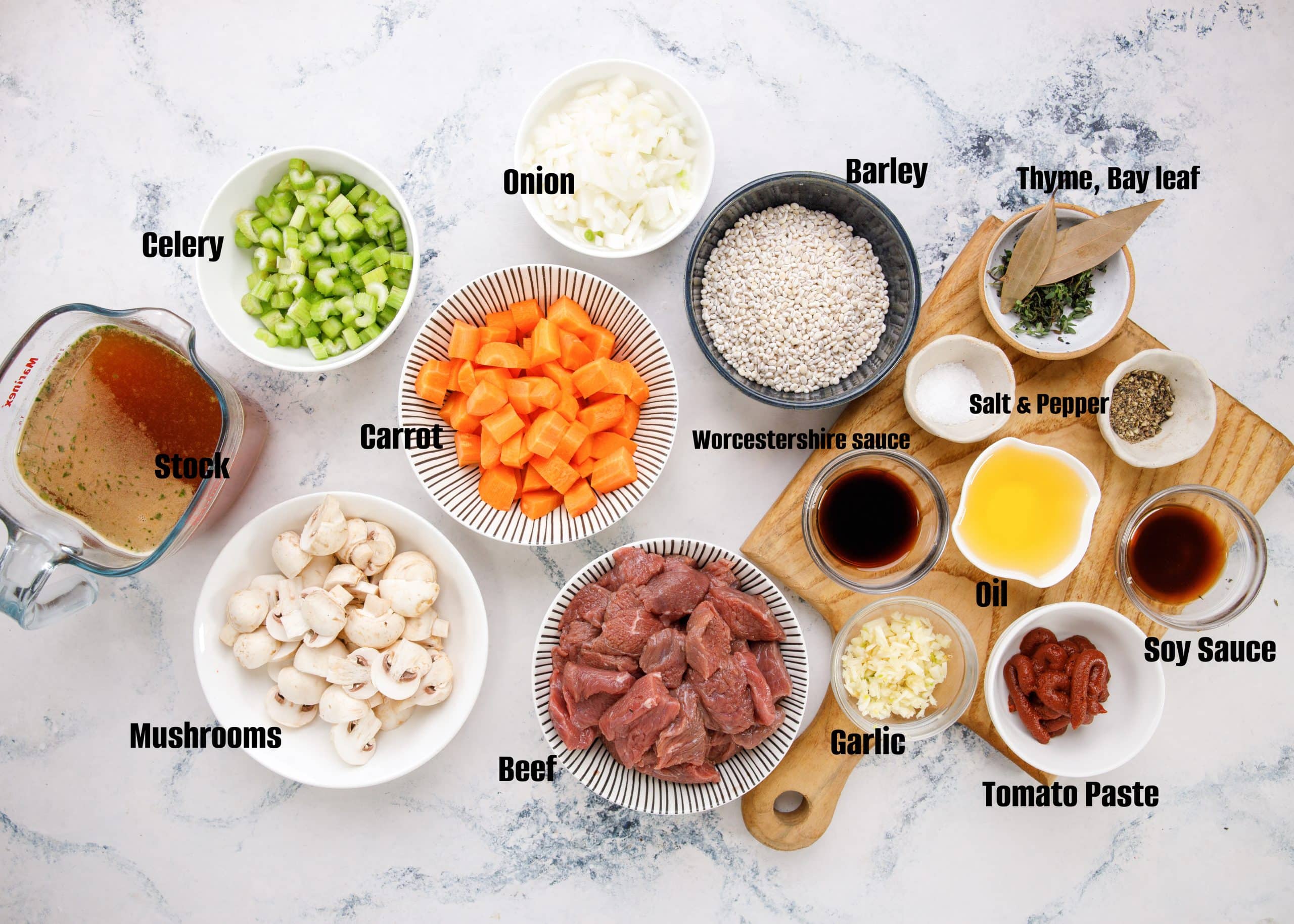 Ingredients for Beef Barley Soup 