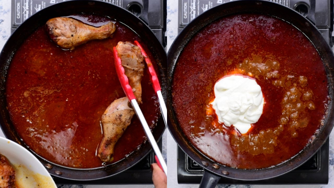 Prepare the gravy by adding sour cream and flour