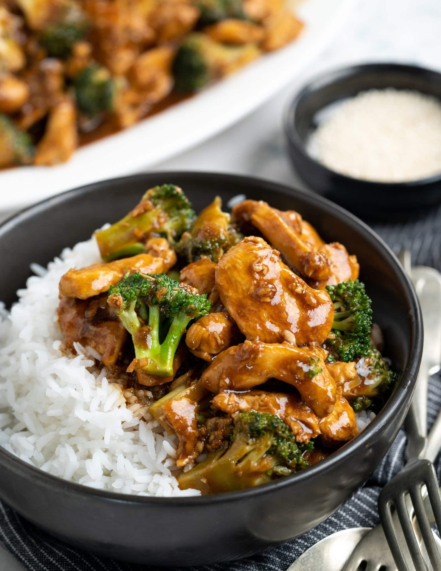 Chicken Broccoli Stir fry served with rice. 