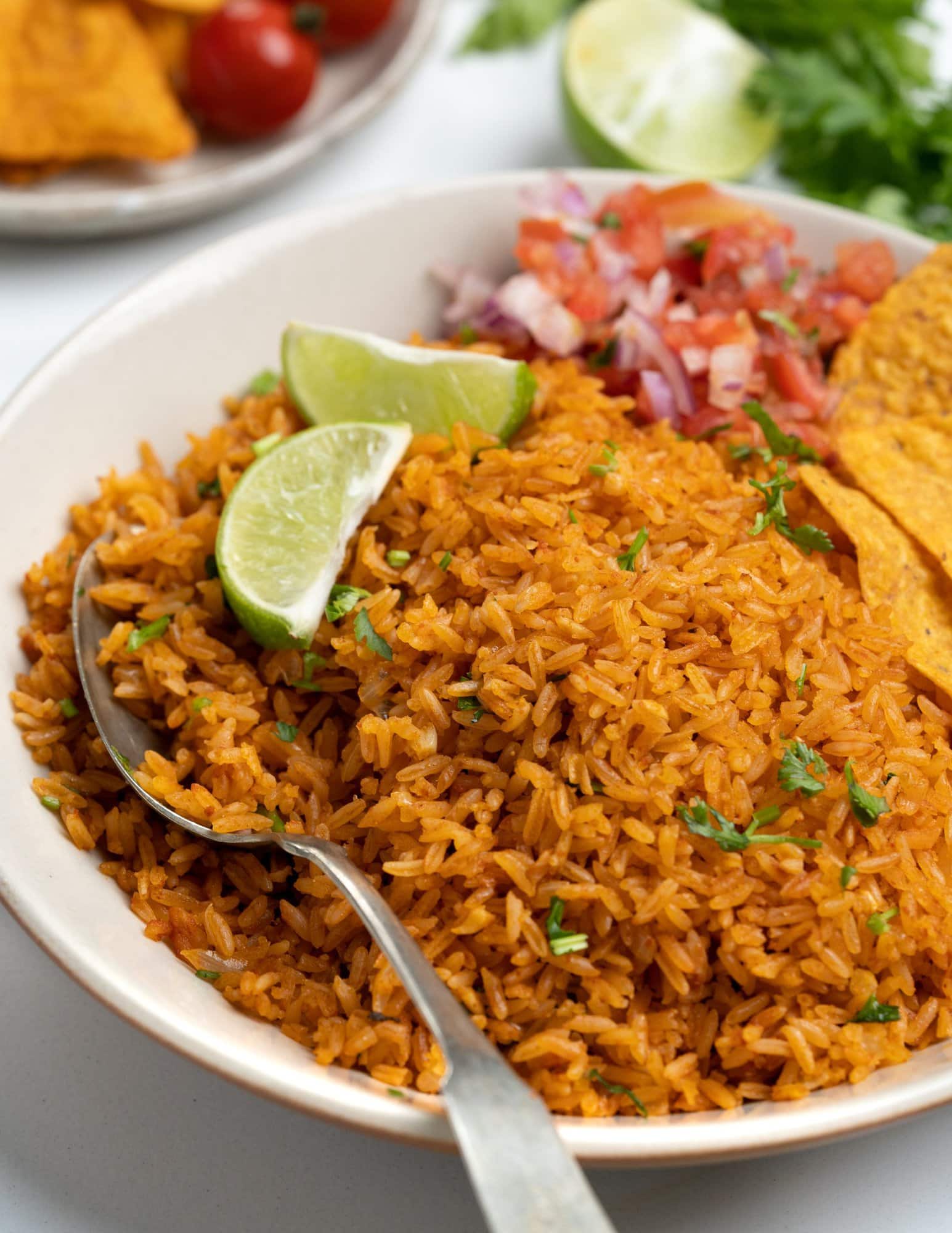 fluffy Mexican rice with the best tomato flavour and spices. 