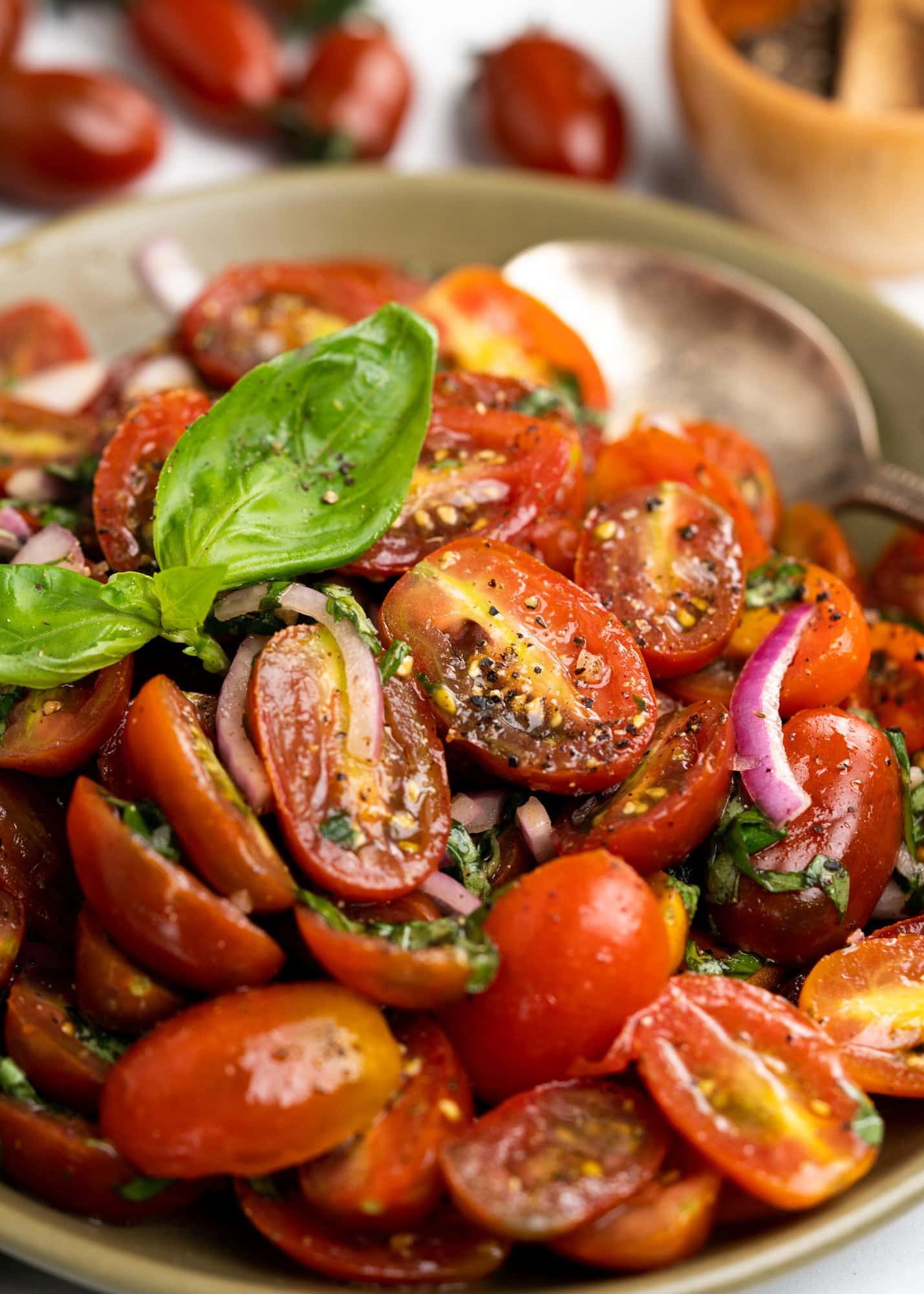 close up of cherry tomato salad