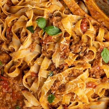 Pappardelle pasts with italian sausage.
