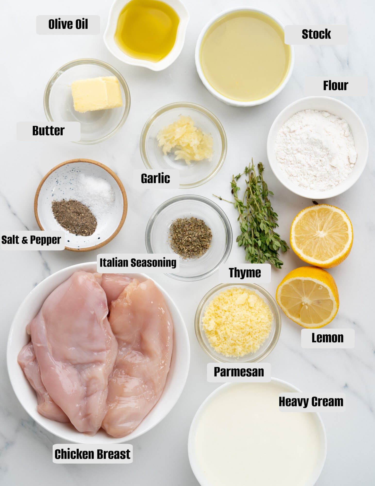Ingredients for Creamy lemon chicken