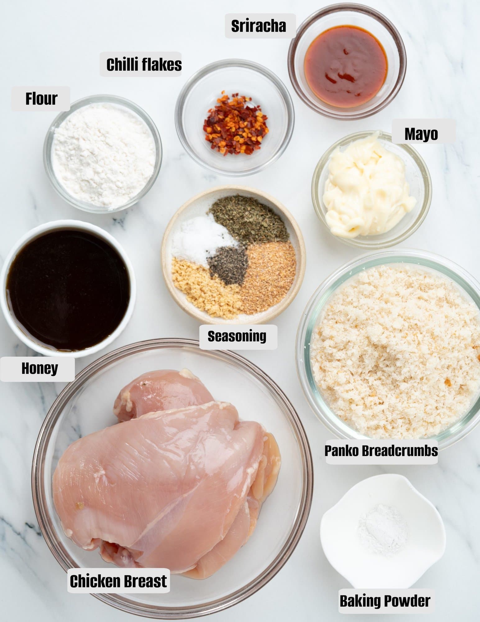 Ingredients for baked chicken tenders.