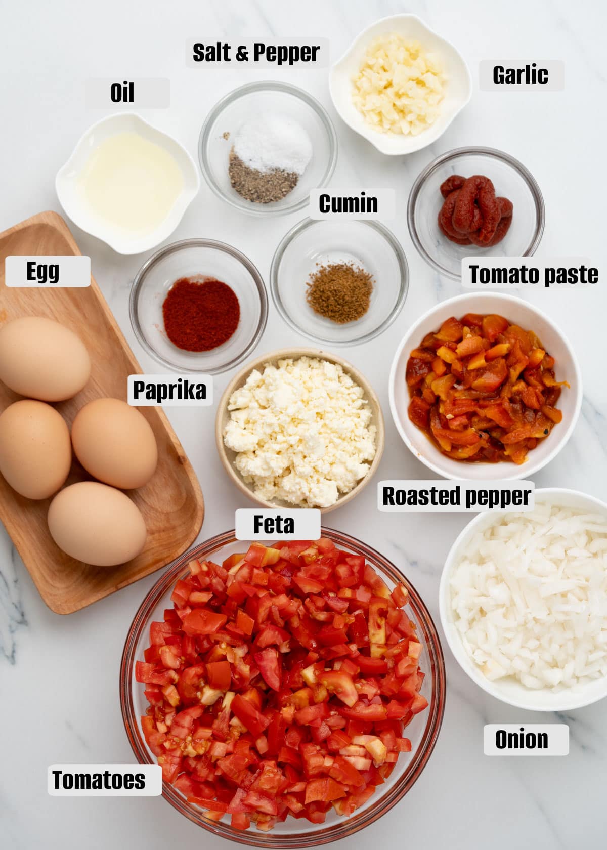 Ingredients for making Shaksuka.
