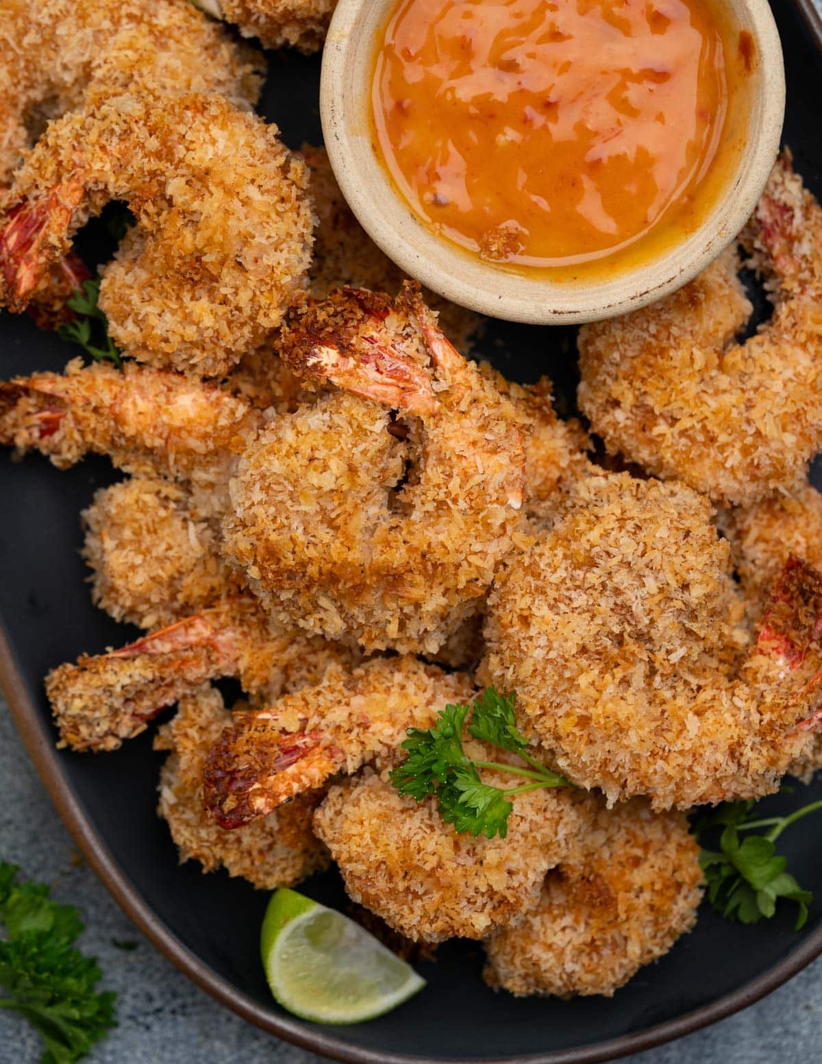 Coconut Shrimp served with sweet and Spicy Mayo dip.