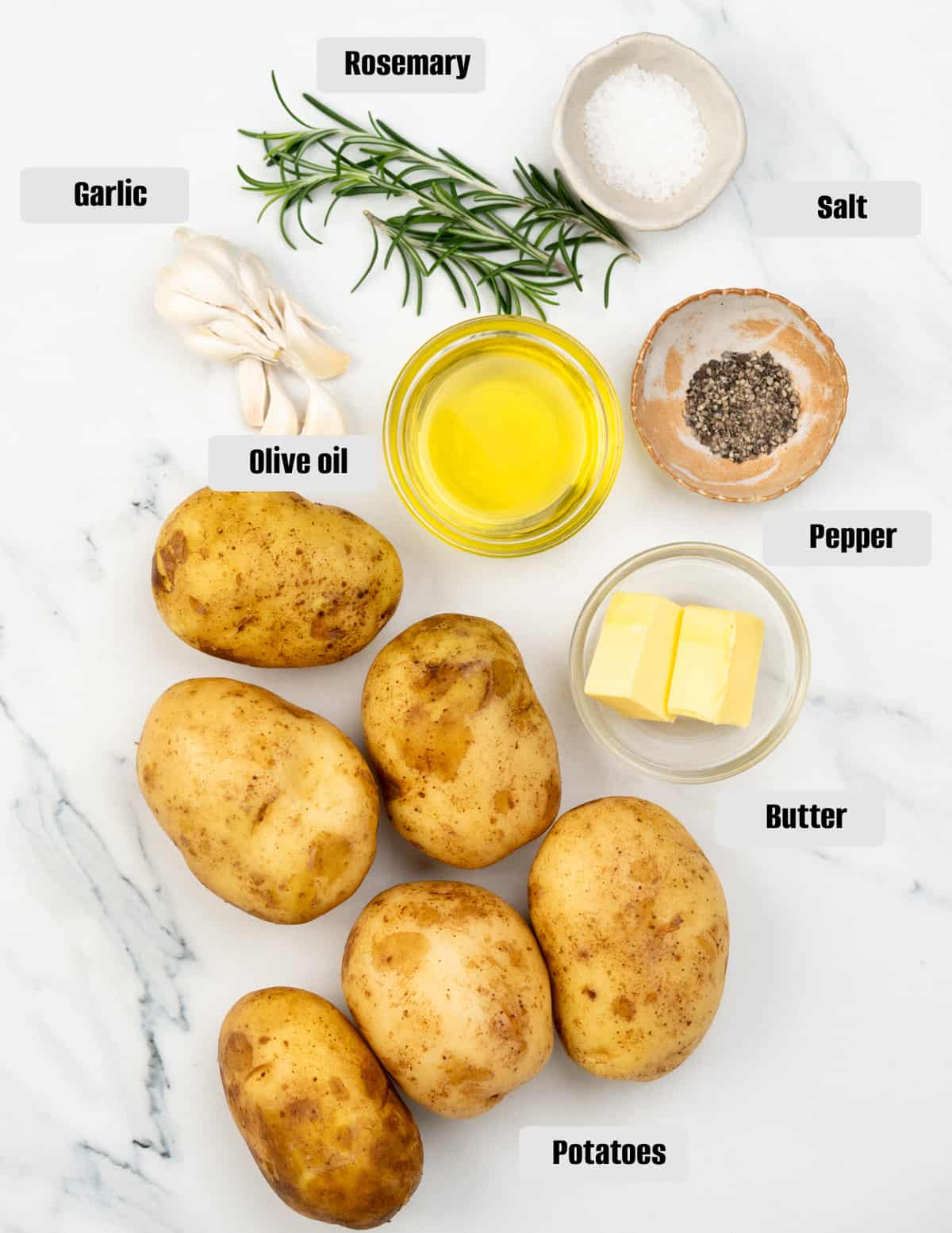Ingredients for Garlic Rosemary Hasselback Potatoes 