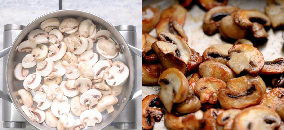 caramelised mushrooms until brown.