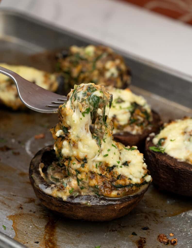 Creamy Spinach Stuffed Portobello Mushrooms | The Flavours Of Kitchen