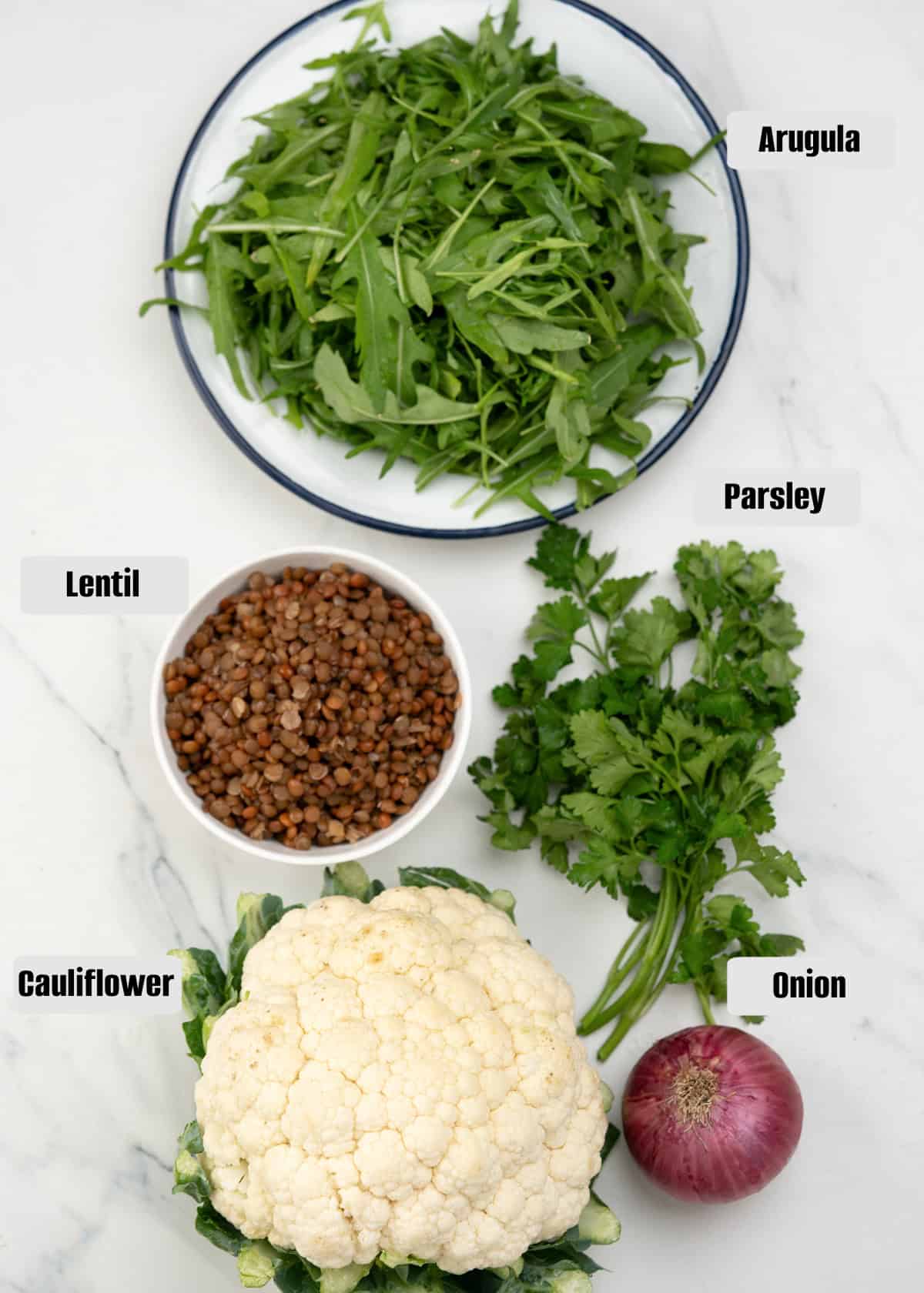 Ingredients for cauliflower salad