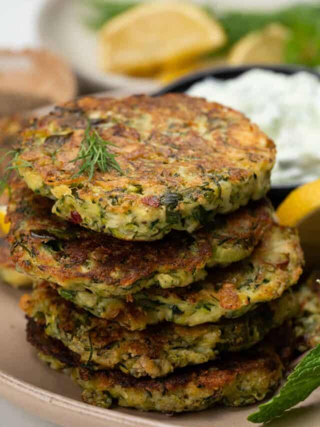 Greek style zucchini fritters With Feta