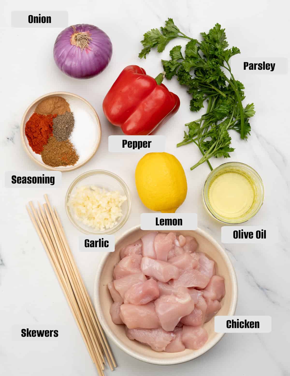 Ingredients for Chicken kebabs