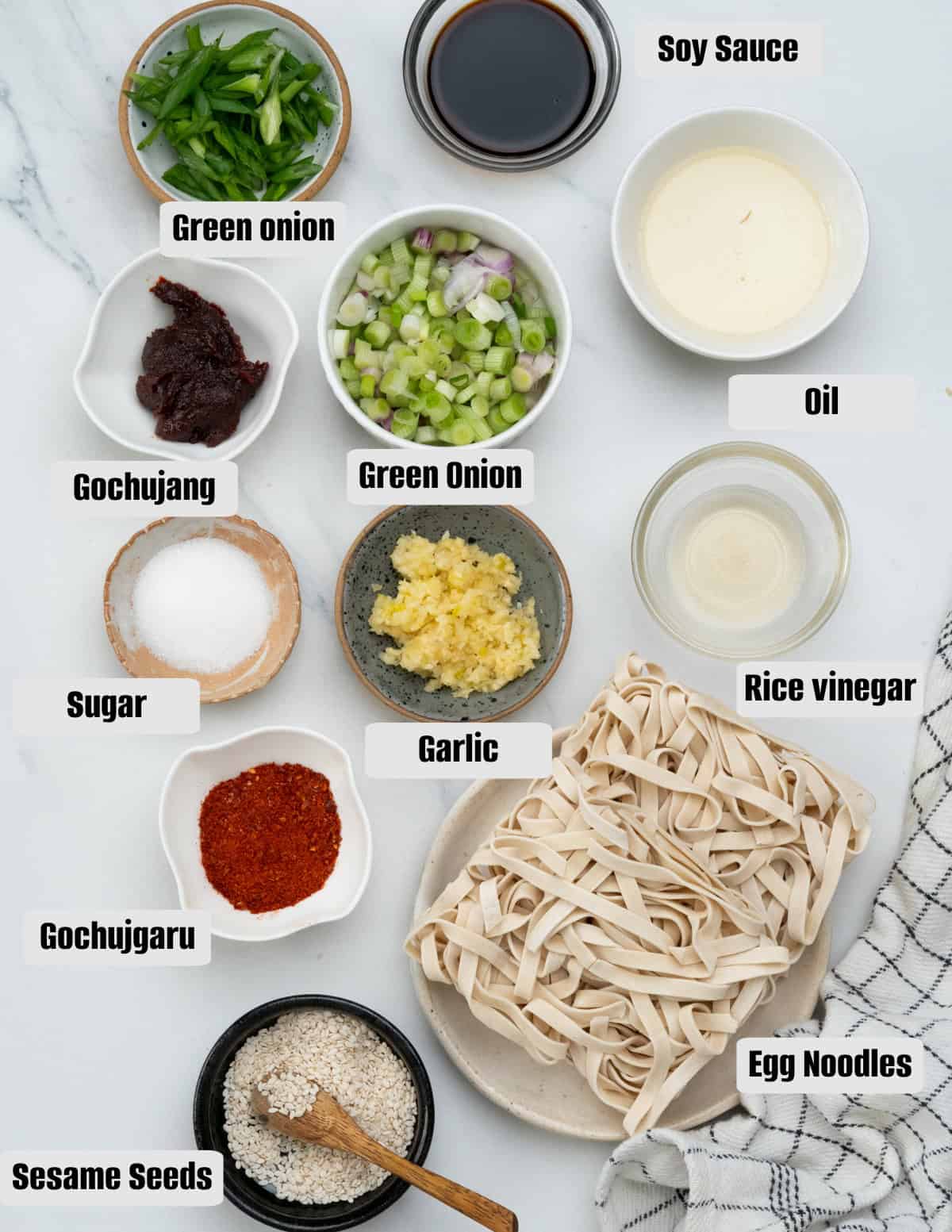 Ingredients for Korean noodles