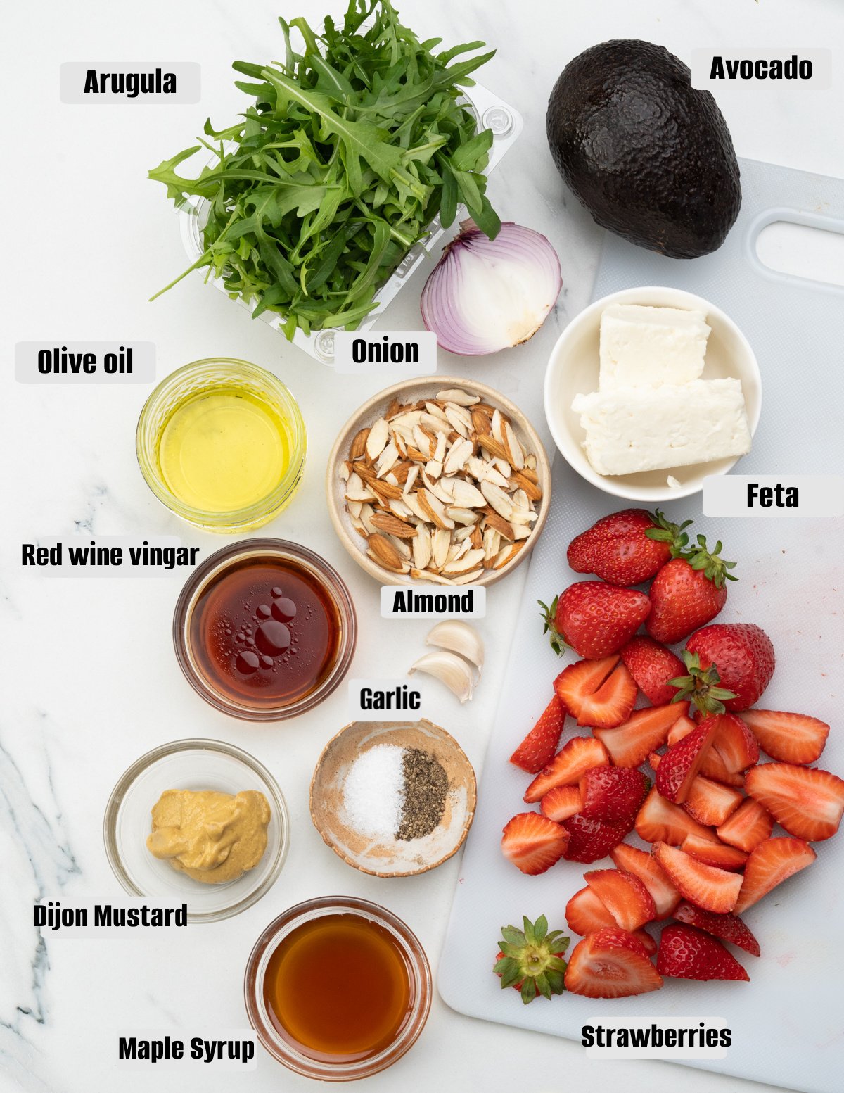 Ingredients to make Strawberry Salad.